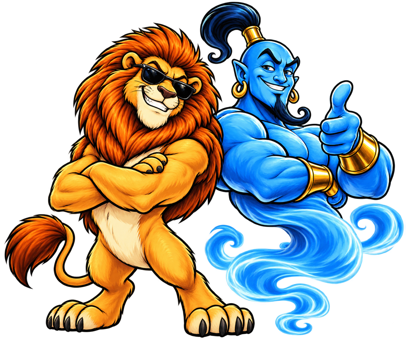 Boss Manifester lion and genie characters